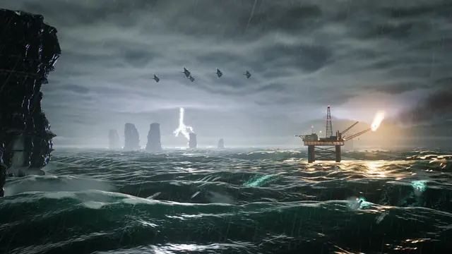 Nerith: a storm ocean under lightning.
